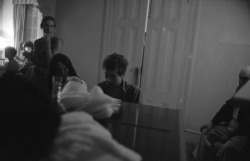 bobdylan-n-jonimitchell:Bob Dylan seated with Joan Baez at a piano, Newport, RI, July 1963.