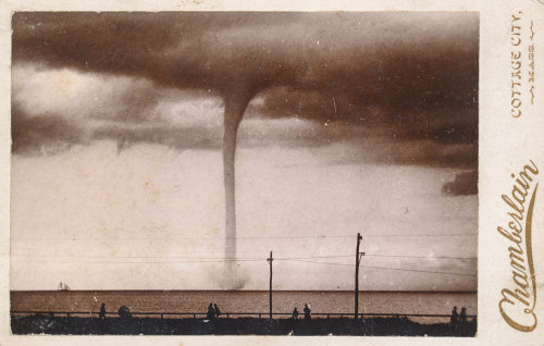 onceuponatown: Water spout seen from Martha’s Vineyard, Aug. 1896. Cabinet card made by C