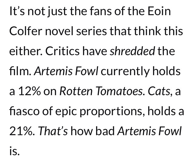 Artemis Fowl - Rotten Tomatoes