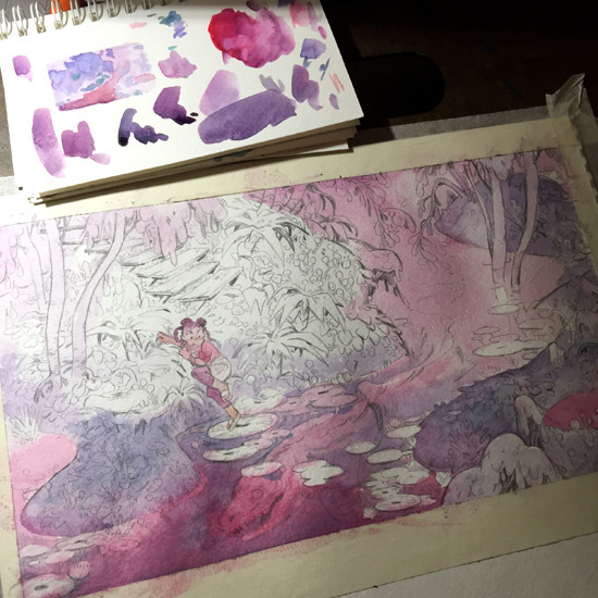 erysium: More exploring! ☔ Just watercolor washes for texture with this one, &amp;