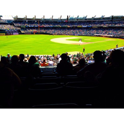 Rickey Henderson would be proud of me. #MyFavoritePlayer #24 #GotSomeBetterSeats #InTheShade (at Oakland Coliseum, Home of the Oakland Athletics)