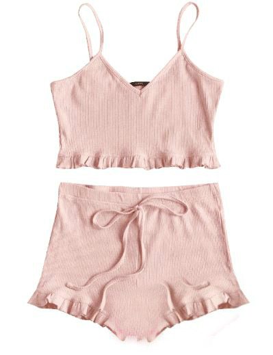 coquettefashion:  Pink ItemsCherry Romper | Heart BodysuitRuffle Trim  Dress | Ribbed Dress  Striped Shorts | Knit Frill Trim SetFloral Satin Romper | Rib Button Dress  Rib Bow Tee | Strawberry Romper 