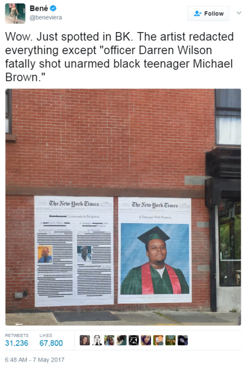 lagonegirl:youthincare:lagonegirl:The artist it’s a powerful project#MichaelBrown #BlackLivesMatter 