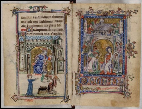 The Taymouth HoursFolio 59r and 60v - The Virgin Mary, and the Annunciation. Yates Thomspon MS 13; I