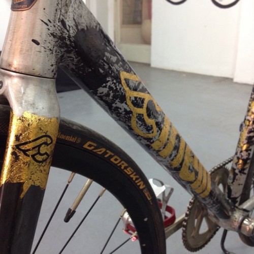 agusthyafd:  Gold flakes Cinelli Mash! #Cinelli #Mash #Woof #ARFX