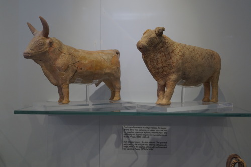 bronze-age-aegean: Bull-shaped rhytons. 1500-1450 BC. Found on the island of Pseira. Currently in Ar