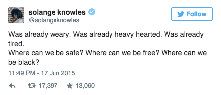 caliphorniaqueen:  gurl:  22 Twitter Reactions To The #CharlestonShooting That Will Really Make You Think   “when white people are killed in such a manner, we mourn as a country. When black people are murdered we have to mourn as a community”that