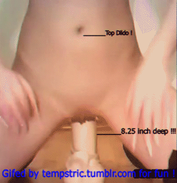 tempstric:  Chicks ride one of the biggest dildo ever 9 inch deep her vagina !!!Amazing ride of this cute slim chicks with tiny tits !She ride The “Great American Challenge” Dildo - 15 inch lenght 11inch insertable and  width 2,9 inch max !!!Elle