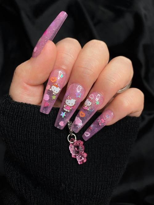 littlealienproducts: Hello Kitty Nail Art by Blackrosenailz