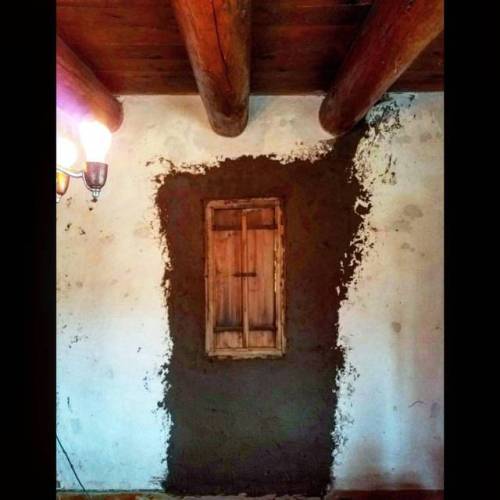 Fun with dirt!  This was a door, now it&rsquo;s a pass-through window to our dining room.  When 