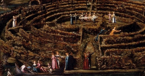 1ilium-candidum:Pleasure Garden with a Maze (c.1579-1584) - Lodewijk Toeput