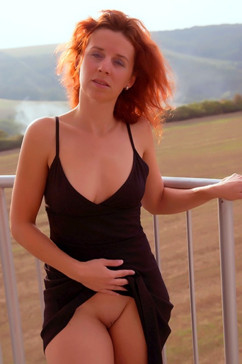 Pantyless redhead sunrise version