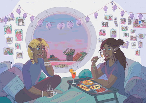 whymolly:best day ever breakfast ☕️  [image description: a partially animated drawing of Taako 