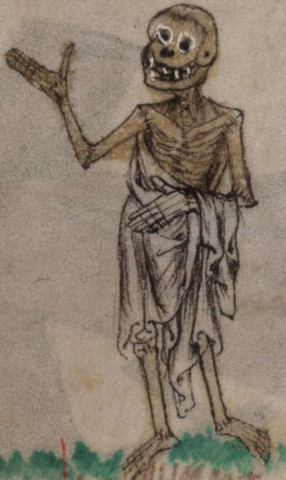 eadfrith: The Three DeadSpooky stuff for Halloween. The Taymouth Hours, folio 180.  Yates Thoms