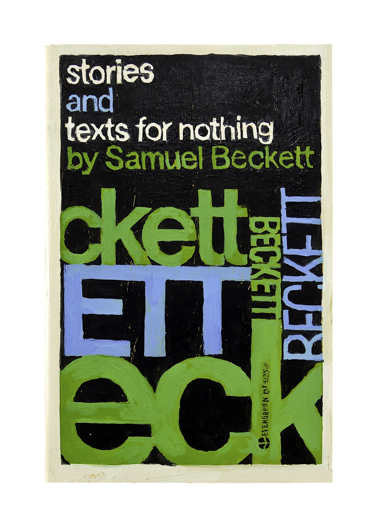 Untitled Project: Robert Smithson Library & Book Club
[Beckett, Samuel. Stories and Texts for Nothing, 1968]
Oil paint on carved wood, 2019