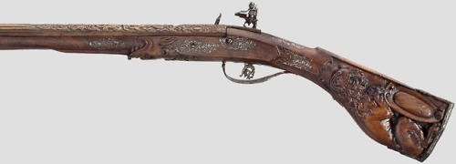 Flintlock fowler with etched barrel and carved stock, Brescia Italy, 18th century.from Hermann Histo