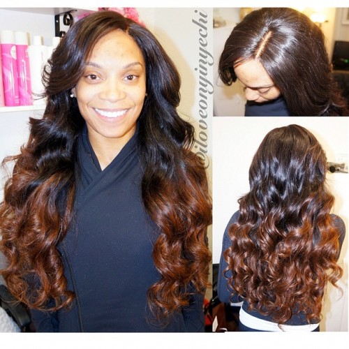 My client Tamara &ndash; full weave with lace closure + ombré color. 4 bundles of Brazili