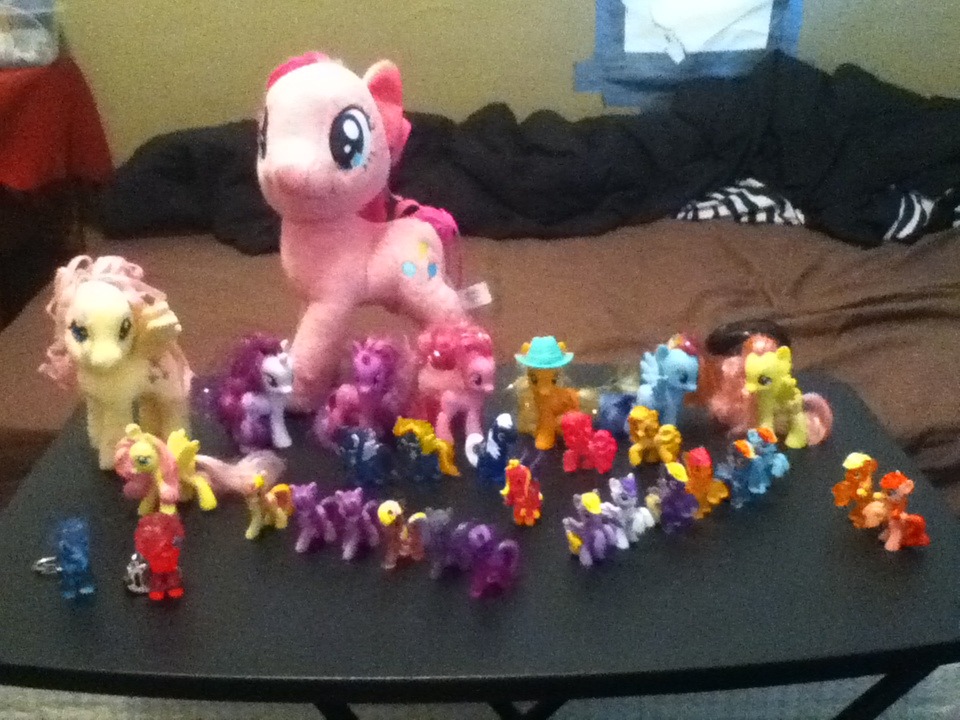 Here is my up to date pony toy and plush collectionComing up next, is a Brony Shirt