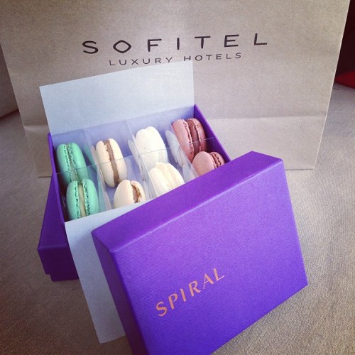 Taking 2 boxes of these babies back home with me. ☺ #Sofitel #FrenchMacarons (at Spiral)