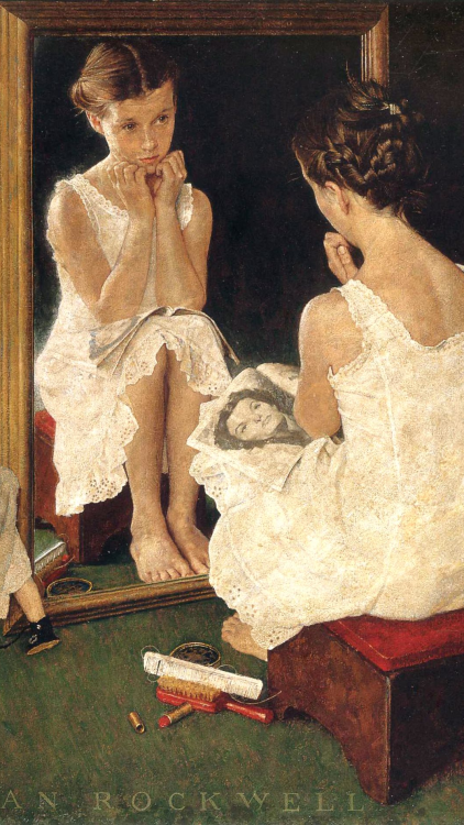 Norman Rockwell (1894 - 1978) Golden RuleTriple Self-PortraitGirl at MirrorSaying GraceThe RunawayBr