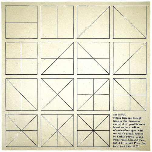 Sol Lewitt, Title page from Straight lines in four directions and all their possible combinations, 1