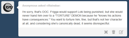 I know, it’s completely OOC. If Loki was really going to be tortured, there’s no way she
