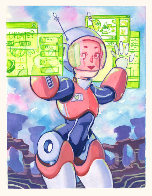 Cyber Girl - Gouache, watercolor, paintshopBeen playing a lot of mega man recently