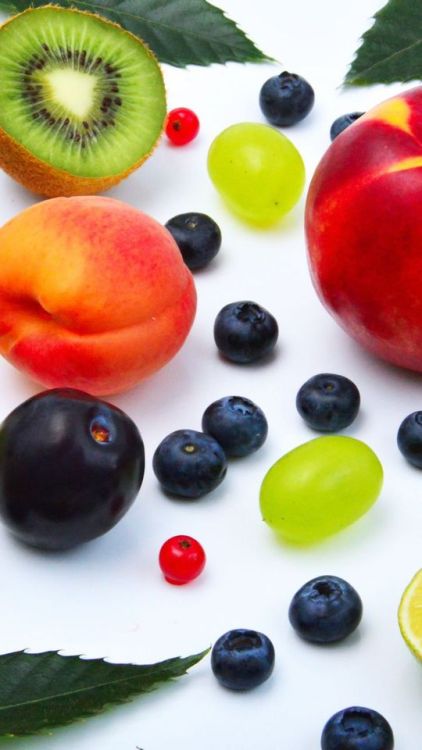 Fruits, plums, apple, blueberry, kiwifruit, colorful, 720x1280 wallpaper @wallpapersmug : https://if