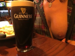 luvmyhotwife25:  My Irish friend @mrxdub was tormenting me with pics of him enjoying some Guinness this evening.  Figured I would take the wife out and enjoy a couple pints myself. 