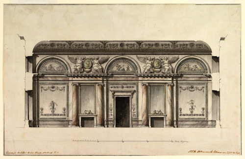 Elevation for the central salon of the Alexander Palace at Tsarskoe Selo, St. Petersburg