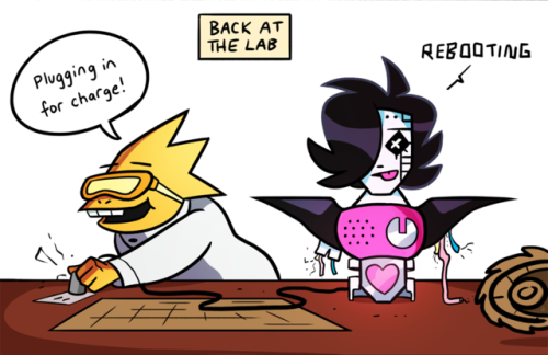 spectrumelf:Shallowbot is shallow!!I always wondered how Alphys got Metta’s body back to the lab…