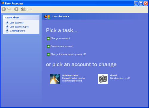 never-obsolete:Windows XP ▸ User Accounts