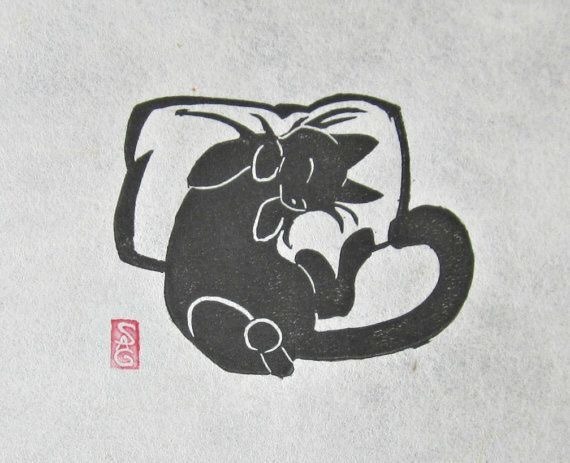 weirdlandtv:Sleeping cats. By artist, SAG. Found these on Etsy.