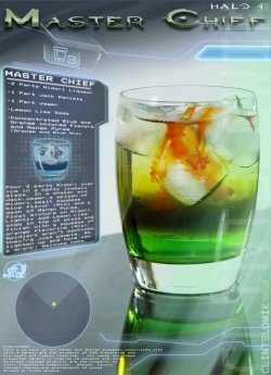thedrunkenmoogle:  Master Chief (Halo cocktail) Ingredients:2