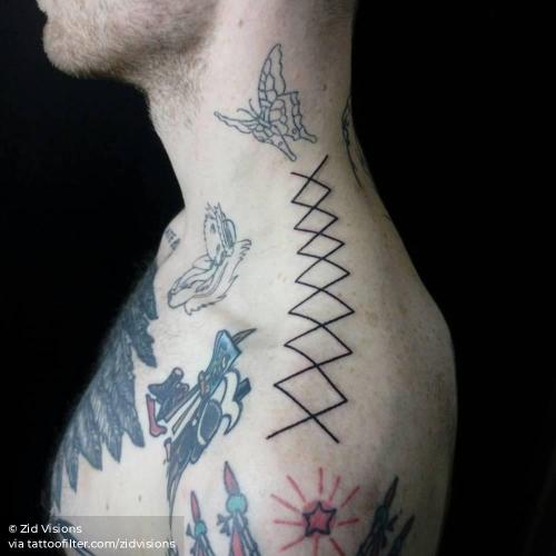 By Zid Visions, done in Berlin. http://ttoo.co/p/35820 facebook;geometric shape;hand poked;medium size;top of shoulder;twitter;zidvisions