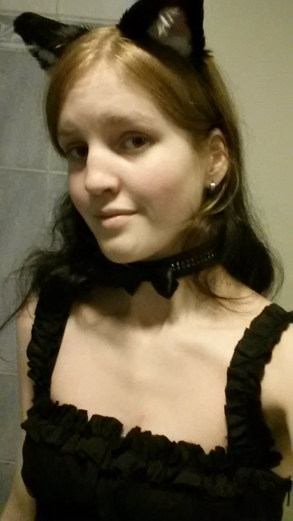 colourfulkitty:  New dress + collar + kitten ears makes a happy kitty  