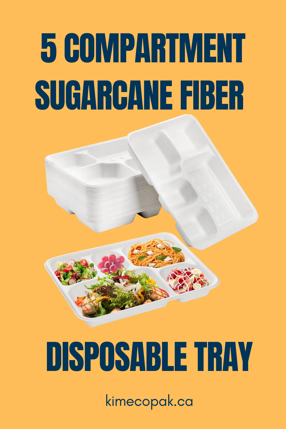 Disposable Fiber Lunch & Cafeteria Tray - 5 Compartment