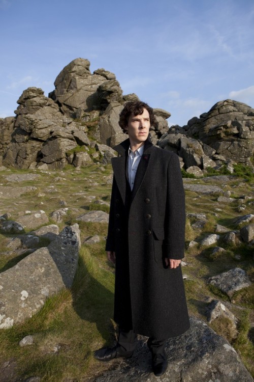 nixxie-fic:BBC Sherlock - Production Stills - Sherlock On Dartmoor pt 1 - The question is, why is Sh