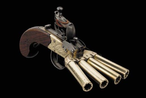 Rare duckfoot pistol produced by Goodwin and Company of London, circa 1810.