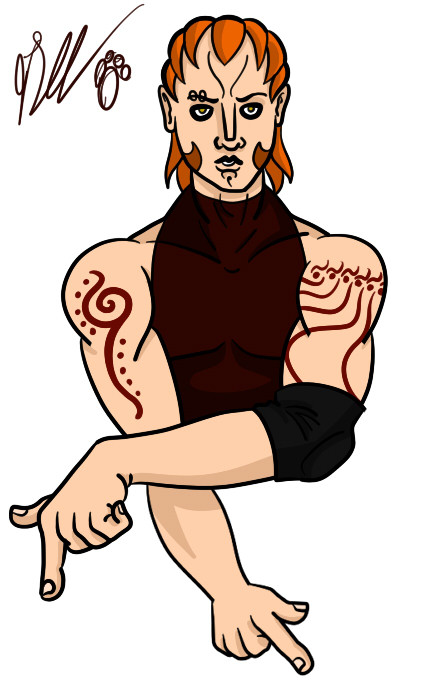 Another create a wrestler of mine. I don’t have any wrestling games right now, so I can’t fully realize them. This one is sort of a Jeff Hardy inspired one, with a bit of Seam-o in there. He could also potentially be a stand user. More Steven Universe