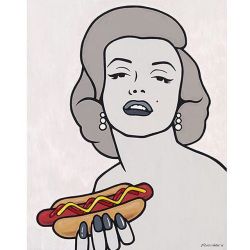 trevorwayne:  My 18 by 24 acrylic on canvas painting! Original and multi size prints at TrevorWayne.com! #marilynmonroe #hotdog #hotdogs #popart #art #trevorwayne