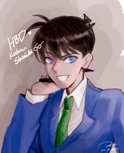  better late than never.LOLHappy birthday Kudou Shinichi!! 誕生日 おめでとう!><
