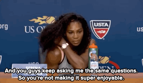 micdotcom:  Watch: Serena Williams shuts down a reporter who asked why she wasn’t smiling   