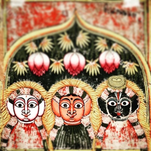 Jagannatha, Baladeva and Subhadra, south indian painting