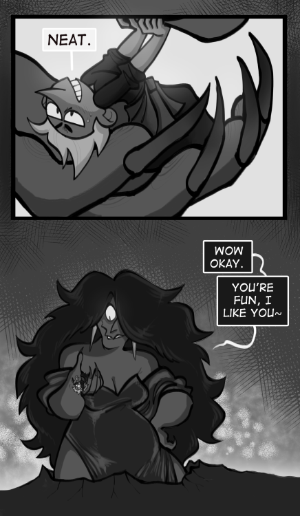 everbleed-eats: weird warlock, weird demon. speech bubbles were done with the help of @melodysmunchi