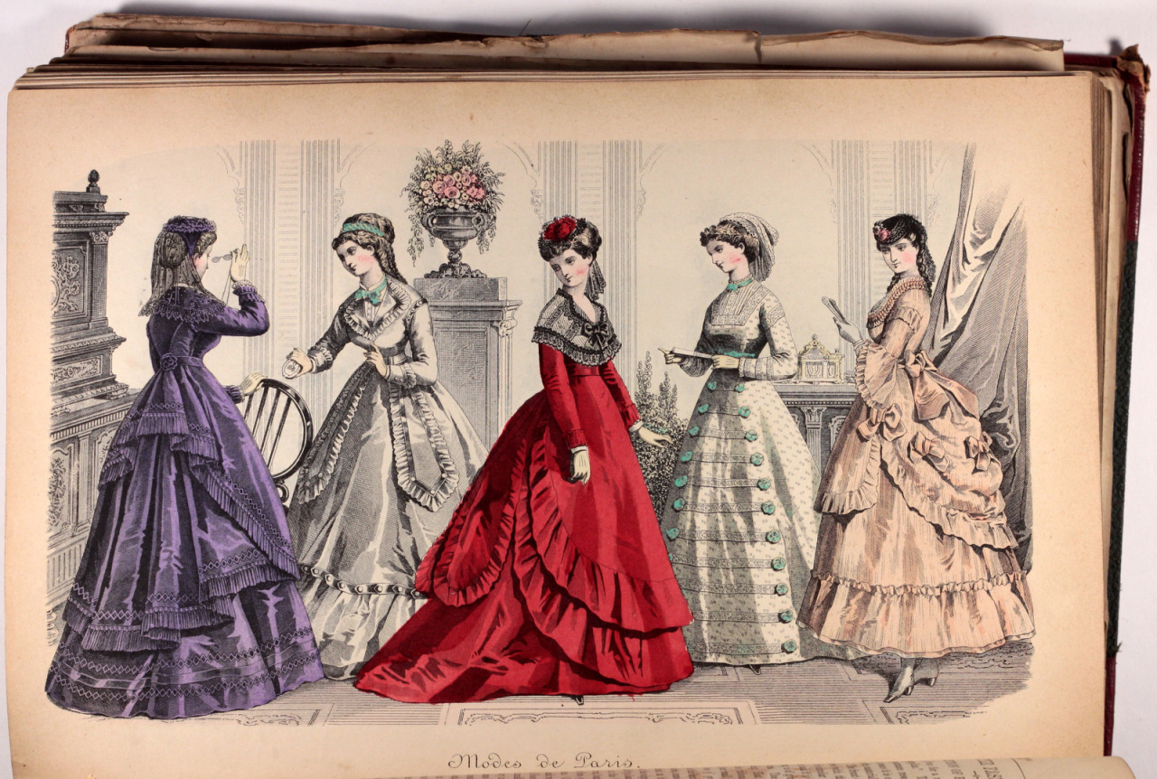 Hand coloured fashion plates 1868