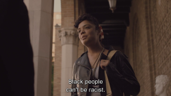cosmic-noir:  sixstringsofhate:  hoe2015:  Dear White People (2014)  yes black people can be racist, ever one can be racist, said that is racist  Did you even read this?  Or did you read the first panel and start typing angrily? It literally EXPLAINED
