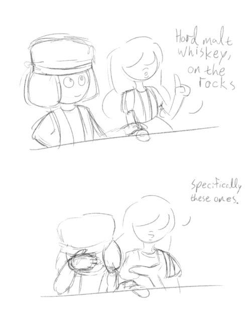 msimpossibility:  I was watching @jen-iii and @l-sula-l‘s weekly review stream and made a terrible joke about ruby and sapphire ordering drinks as a bar i was obligated 