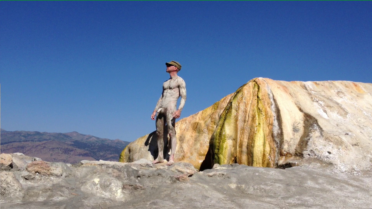 punknine:  punknine - drying off after taking a mud bath at travertine hot springs