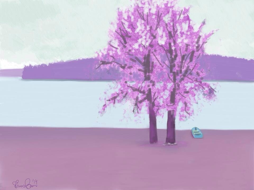 This time playing with sketchbook pro. This is the view at the lake.